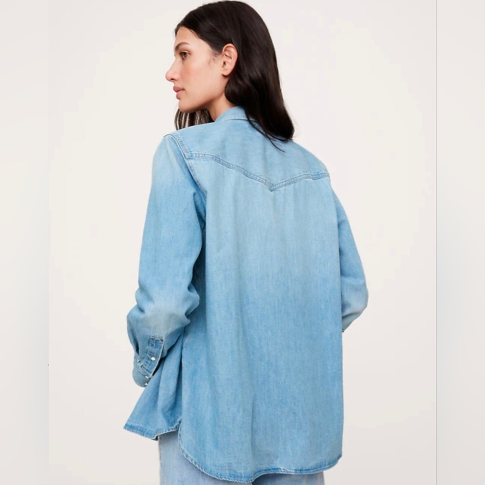 Banana Republic The Perfect Denim Everyday Shirt Snap Buttons Size XS New! - Picture 11 of 15